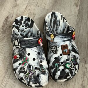 Custom Black and White Beetlejuice Crocks with Charms